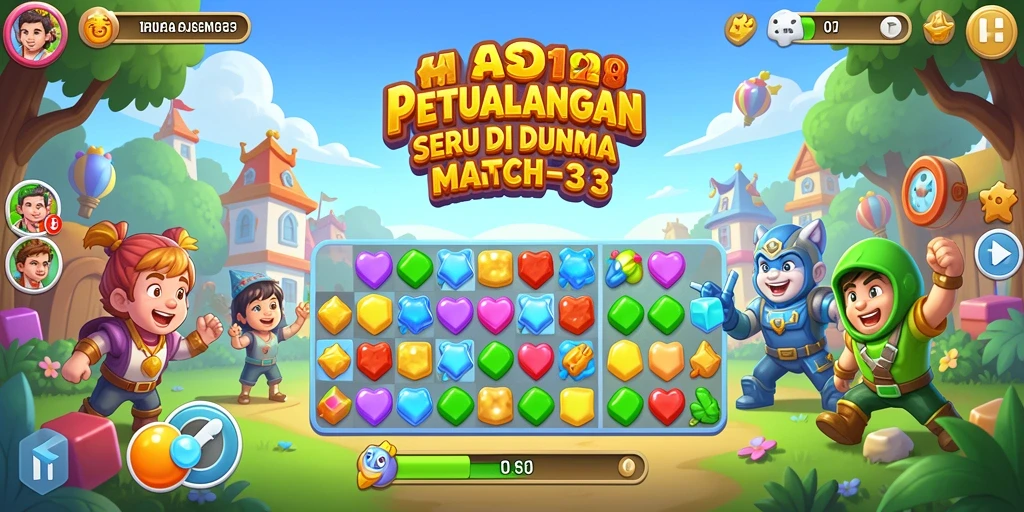 Screenshot menunjukkan gameplay seru di dunia Match-3.
