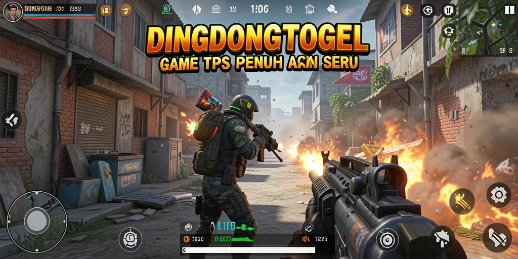 Screenshot DINGDONGTOGEL menampilkan aksi seru dalam gameplay TPS.