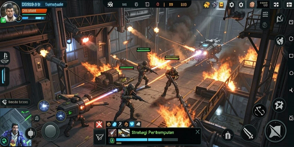 Gameplay DS99 yang menampilkan strategi menarik dan pertarungan taktis.