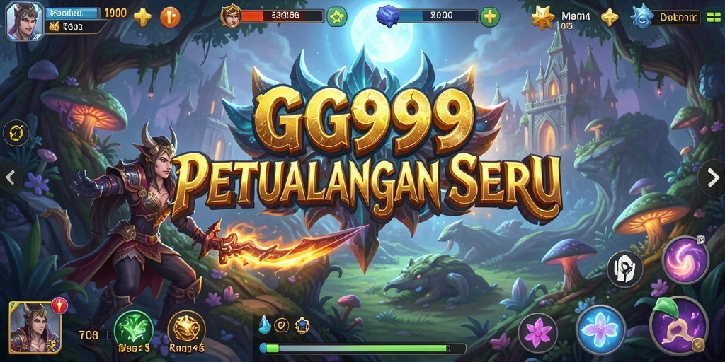 Tangkapan layar GG999 menampilkan karakter dalam misi petualangan yang epik.