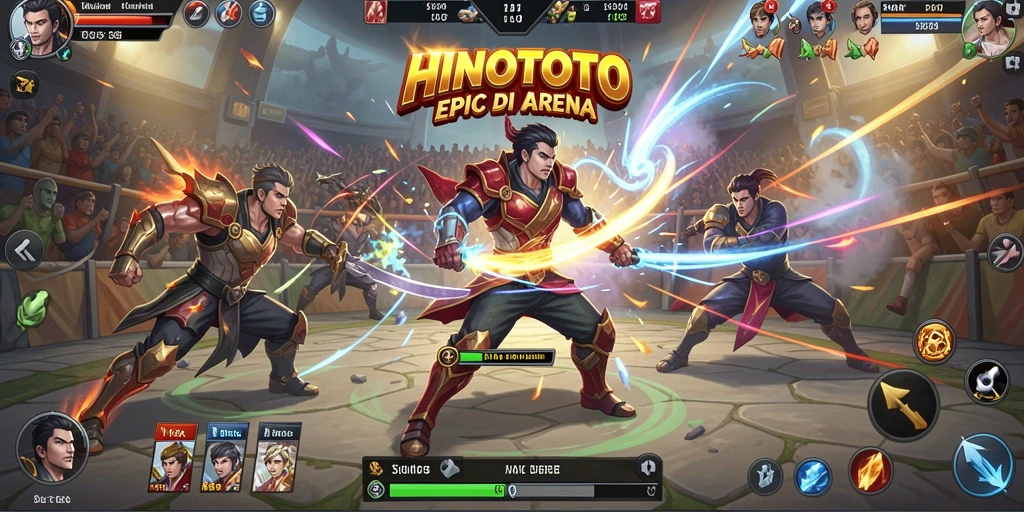 Screenshot gameplay HINOTOTO menunjukkan aksi pertarungan yang intens.