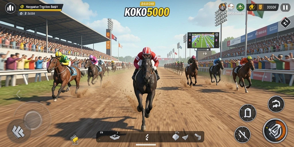 Tampilan gameplay KOKO5000 dengan mobil balap tercepat.