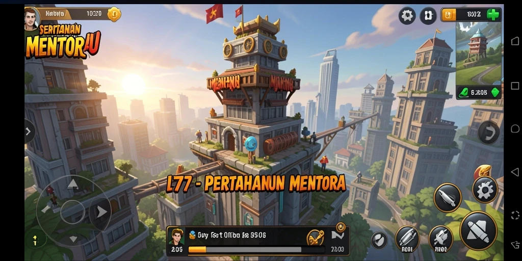 Gameplay Tower Defense yang mendebarkan dengan menara dan musuh beragam.
