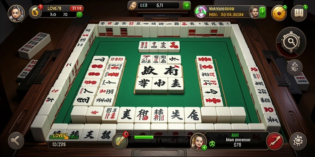 Screenshot utama LOVE678 menampilkan aksi memainkan Mahjong yang seru dan penuh warna.