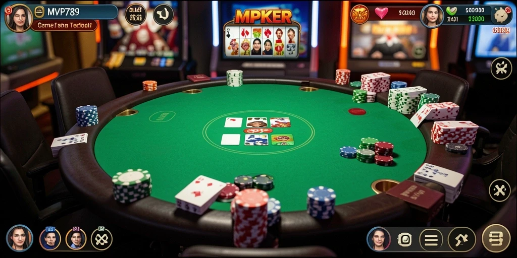 Tampilan gameplay mendebarkan dari MVP789 yang menunjukkan kartu Poker.