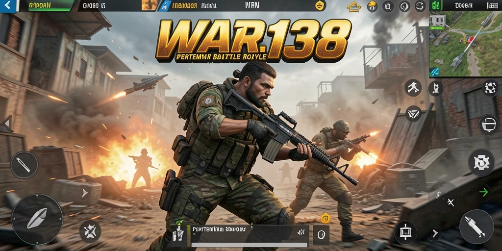 Screenshot gameplay WAR138 menampilkan aksi pertempuran yang mendebarkan.